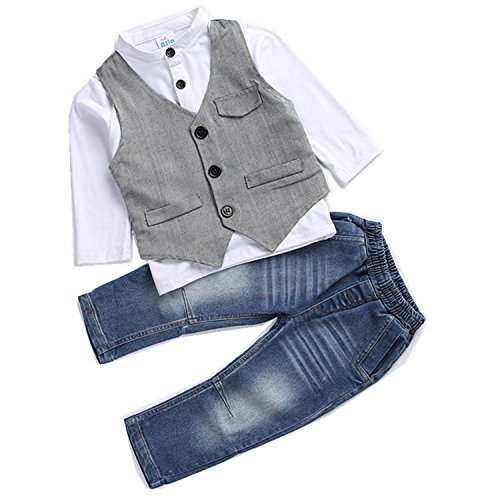 Kids Boys Clothing Sets Shirt and Vest Jeans Clothes Suit for 2...