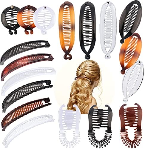 18 Pieces Banana Hair Clips Classic Hair Comb Banana Clips Ponytail Hair Holder for Women Girls, 6 Styles