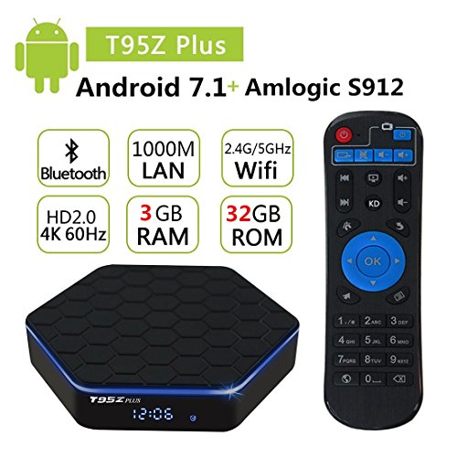 EVANPO T95Z Plus Android 7.1 TV Box Amlogic S912 Octa-core CPU 3GB RAM 32GB ROM (Backlight Wireless Keyboard Included)