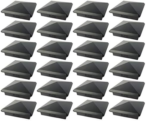 3.5" x 3.5" Heavy Duty Aluminium Pyramid Post Cap for True/Actual 3.5" x 3.5" Wood Posts - Black (24 Pack) (Works ONLY with Actual 3.5" x 3.5" Posts. Will NOT Work with Actual 4" x 4" Posts)