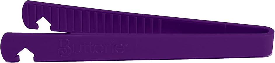 Butterie Toaster Tongs with Oven Rack Hook (Purple)