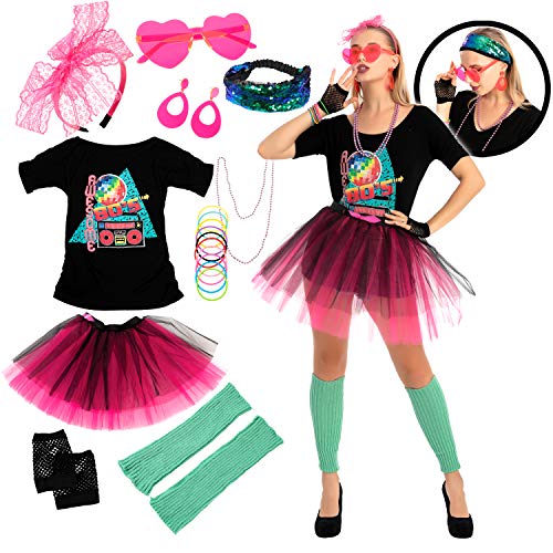 Spooktacular Creations 80s Costume Set with T-Shirt Tutu Headband & Other Halloween Cosplay Accessories