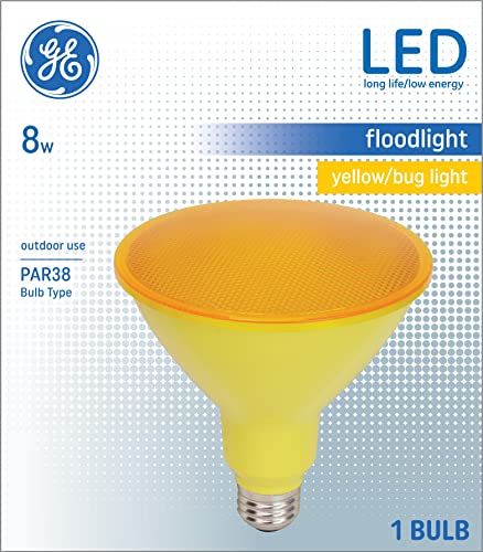 GE Bug Lights LED Light Bulb, PAR38 Outdoor Floodlight Bulb, Yellow Bug Light (4 Pack)