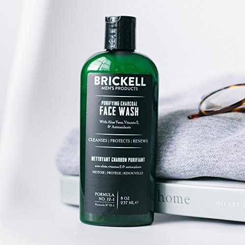 Brickell Men's Purifying Charcoal Face Wash for Men, Natural and Organic Daily Facial Cleanser, 8 Ounce, Scented