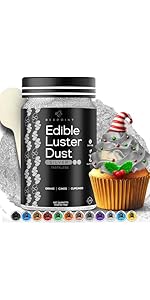 BeePoint Edible Glitter Luster Dust 15g - Food Grade, Vibrant Color Shimmer Powdered Dust for Dri...