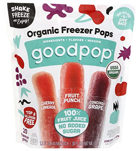 juice bars - GOODPOP Organic Assorted Freezer Pops 20 Count, 30 FZ