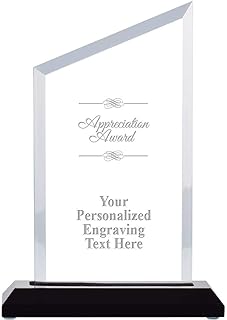 Appreciation Award, 6" Recognition Acrylic Trophy Award Includes Free Custom Engraving