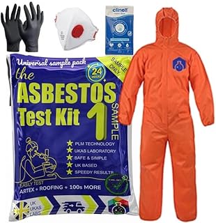 Asbestos Test Kit PPE Included. Home, for Artex, Roofing, Floor Tiles, PPE Includes Gloves, FFP3 Mask, Coverall, UKAS Lab ...