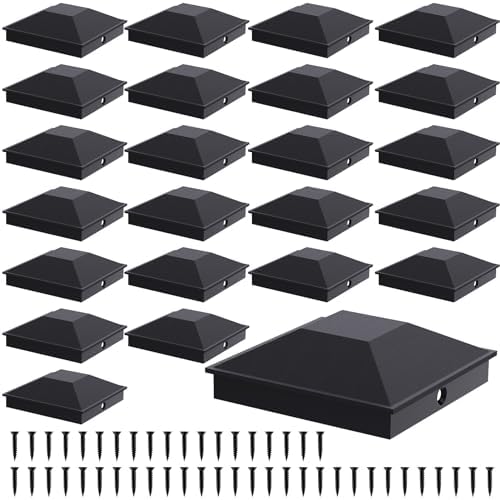 Goovilla 4x4 Post Caps Black(Actual 3.5" x 3.5"), 24 Pack Fence Post Caps with 48 Screws and Easy Installation, Sturdy Waterproof Plastic Deck Post Caps with Frosted Finishing Touch, Protect Wood Post