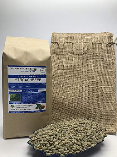 arabica unroasted coffee beans - 5 Pounds – African - Ethiopia Yirgacheffe - Unroasted Arabica Green Coffee Beans – Varietal Ethiopian Heirloom – Drying/Milling Process Washed SunDried – Unique Distinctive Taste - Includes Burlap Bag