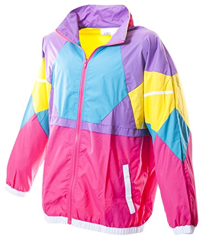 Like Totally 80s Colorful Windbreaker Jacket for Adult