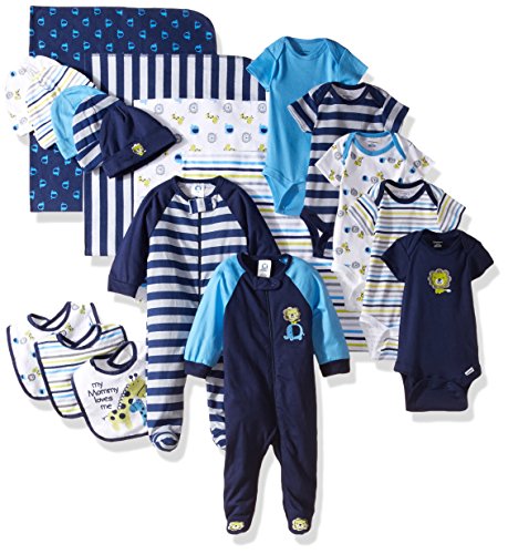 Gerber Baby Boys' 19 Piece Baby Essentials Gift Set, Safari, Newborn