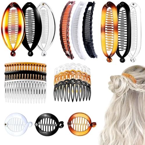 18 Pieces Classic Banana Hair Clips Fashionable Hair Comb Clips Fishtail Hair Clip Ponytail Banana Hair Clips for Women Girls, 6 Styles