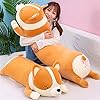 SNOWOLF Shiba Inu Plush Pillow Stuffed Animal Dog Cute Corgi Akita Soft Plush Toy Comfort Cushion Gifts for Girls Boys (Sleeping, 60cm / 23.6 '')