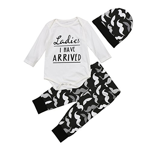 Aliven 3Pcs/Set Newborn Baby Girl Boy Striped Long Sleeve Tops Pant Hat...