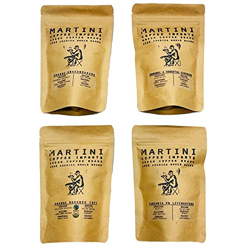 arabica unroasted coffee beans - Martini Coffee Roasters - Unroasted Green Coffee Sampler Pack - Includes Four, 4oz Samples of Single Origin 100% Raw Green Arabica Coffee Beans - COLOMBIA, ETHIOPIA, BRAZIL, GUATEMALA