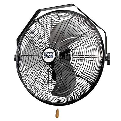 Maxx Air Wall Mount Fan | 18' Commercial Grade Fan for, Garages, Shop, Barns and Patios for Outdoor Use | Easy Operation and Powerful 1,450 CFM | Residential Wall Mount