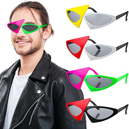 4 Pairs 80s Novelty Sunglasses, asymmetric - 4 colors