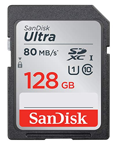 SanDisk 128GB Ultra UHS-I Class 10 SDXC Memory Card, Black, Standard Packaging...