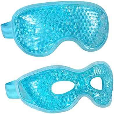 2PCS Gel Eye Mask, Reusable Hot Cold Therapy Eye Mask for Puffiness /Dark Circles/Eye Bags /Dry Eyes/Headaches/Migraines/Stress Relief, Cooling and Compress Eye Mask (Blue)