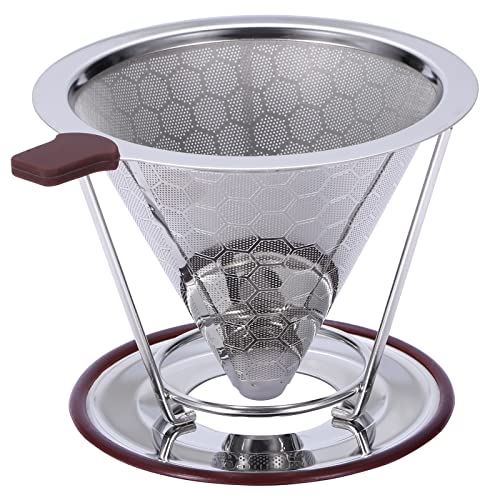 able brewing kone coffee filter - Pour Over Coffee Dripper, MISETTO Stainless Steel Coffee Filter,Easy to Clean Paperless pour over coffee maker,Reusable Pour Over Coffee Filter,Cone Coffee Dripper with Removable Cup