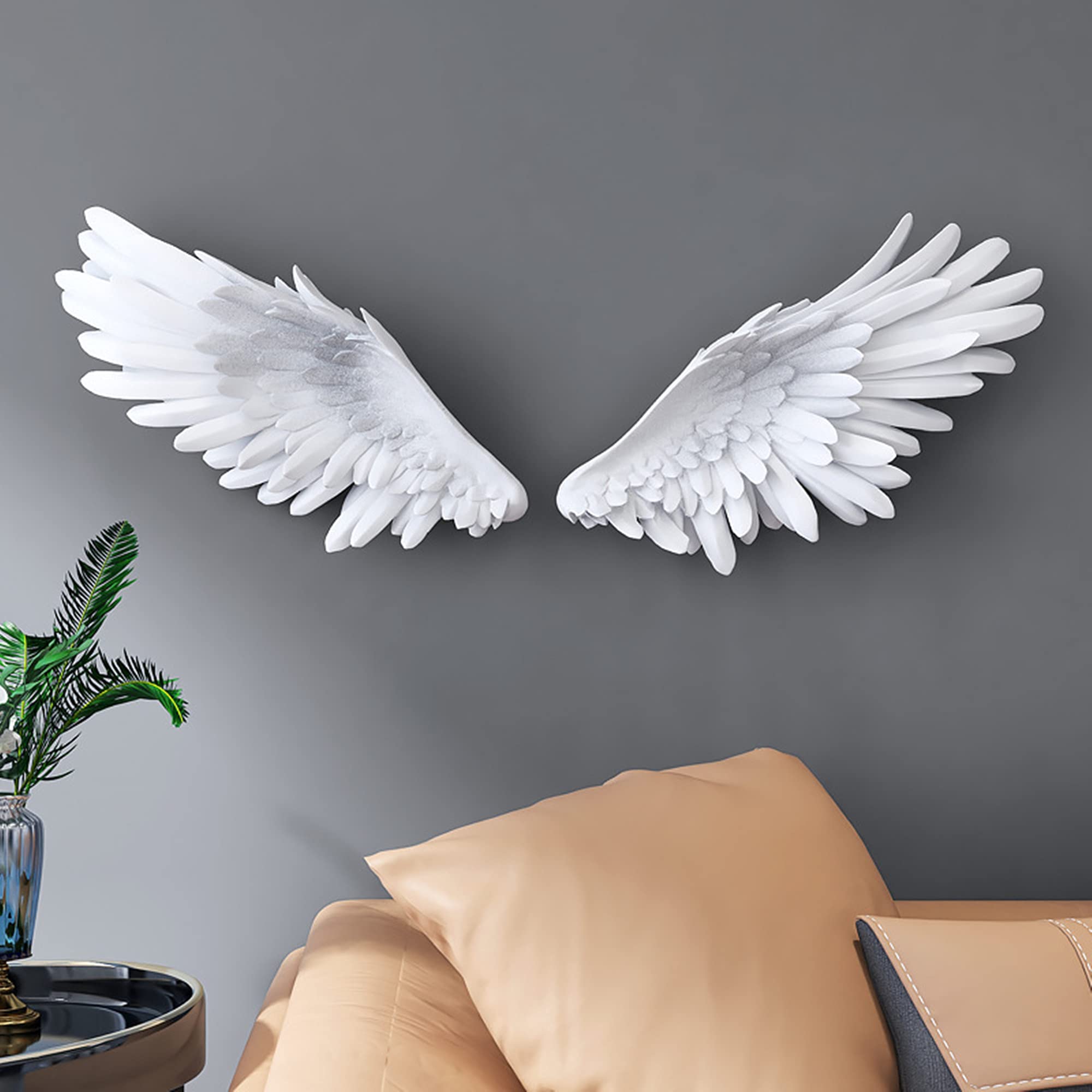 Buy White Angel Wings Art Sculpture, 3D Wall Art Decor, A Pair of Large ...