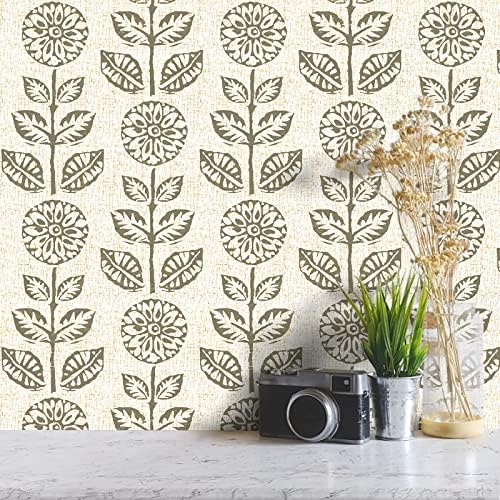 Wudnaye Floral Peel and Stick Wallpaper Vintage Floral Decorative Wall Paper 17.7 inch × 118 inch Tulip Self Adhesive Removable Wallpaper Floral Contact Paper Retro Farmhouse Flower Wallpaper Vinyl