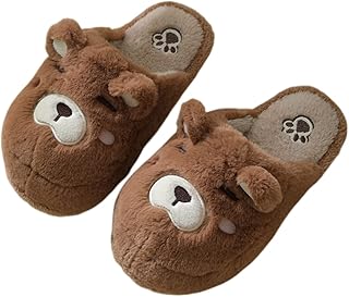 Zuwxeu Animal Cotton Slippers, Bear Slippers Cartoon Indoor Outdoor Plush Slippers for household Autumn and Winter Couples...