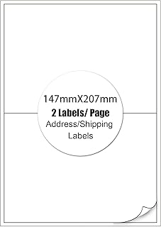 A4/2 Self Adhesive Laser/Inkjet Labels, 148.5mm x 210mm, 2 Label per A4 Sheet, 100 Sheets,200 Labels