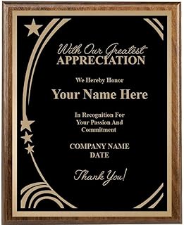 Recognition Plaque, 8x10 Custom Engraved with Our Greatest Appreciation Plaque Award Prime