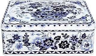 Elite Gift Boxes Claire Winteringham - Blue & White Deep Rectangular Tin- 195 x 154 x 75mm