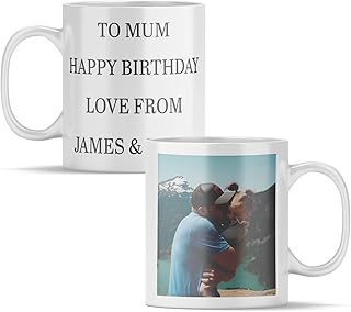 Personalised Photo and Text Mug- Up to 4 Lines of Custom Text, Photo Upload & Business Logo- Dishwasher Safe- 11oz