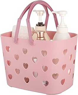 Anyoifax Portable Shower Caddy Tote Plastic Storage Basket with Handle Box Organizer Bin for Bathroom, Pantry, Kitchen, Co...