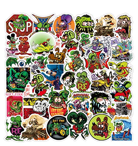 rat fink decals - Rat Fink Stickers| 50 Pcs Tales of The Rat Fink Classic Movies Stickers Mouse Waterproof Stickers for Mobile Phone Laptop Luggage Guitar Case Skateboard Bike Car Decal Stickers