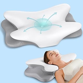 Cervical Neck Pillow for Pain Relief - Ergonomic Side Sleeper Pillow for Neck Support, Cooling Memory Foam Pillows for Sle...