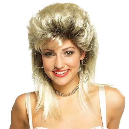 Women's Blonde 80s Mullet Wig.