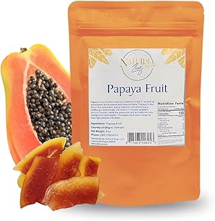 Dried Papaya slices, 1/2 Pound. Dried Papaya Fresh, Sliced, and Sun-Dried Papaya Fruit, No Added Sweeteners. All Natural, ...