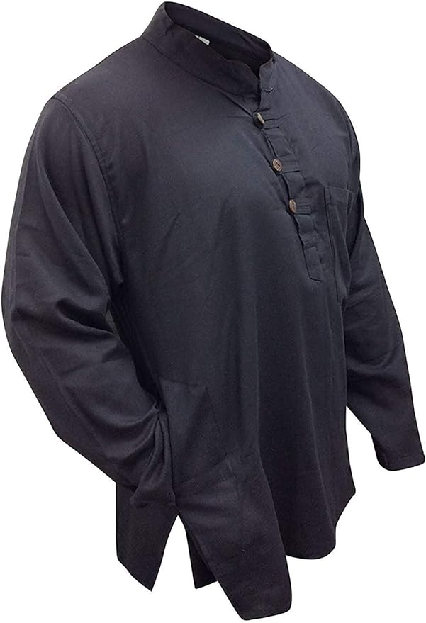 Steampunk Men’s Shirts SHOPOHOLIC FASHION Plain Grandad Shirt  AT vintagedancer.com