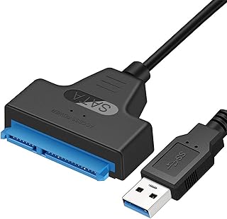 Câble SATA vers USB 3.0, adaptateur de disque dur USB vers SATA III et SSD de 2,5", compatible avec Windows XP/Vista/7/8/1...