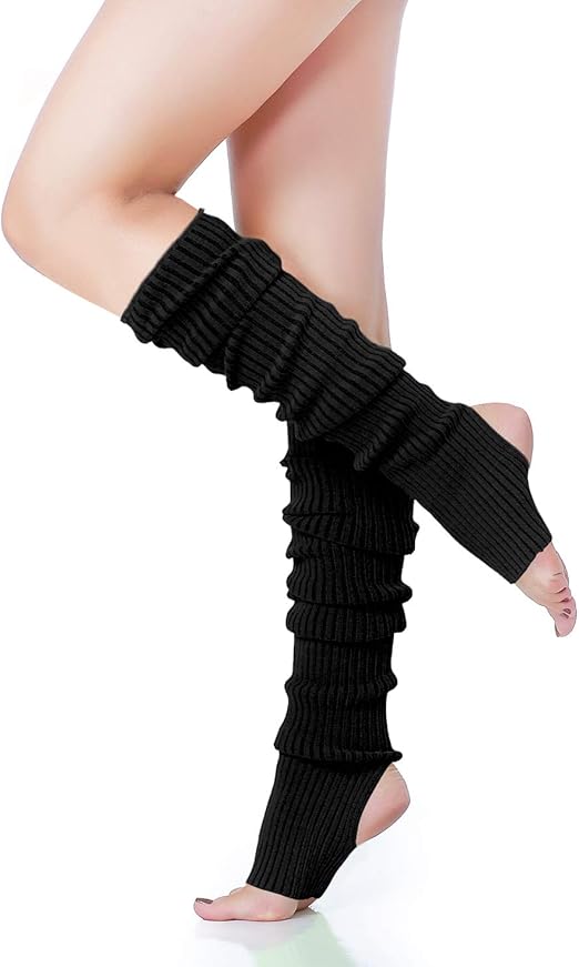 Womnen's Black Stirrup Leg Warmers for Flashdance Costume.