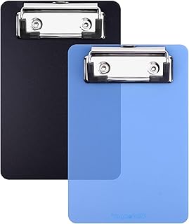 Mini Clipboard, Wisdompro 2 Pack 4" x 6" Small Clip Boards for Notepads, Memo Size Receipt, Pocket Lists - Black, Blue