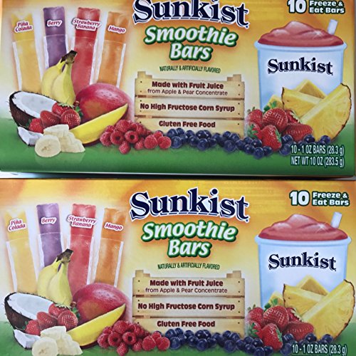 juice bars - Sunkist Smoothie Bars - Gluten Free Frozen Juice Smoothies ((20) 1.0 bars (2/10ct boxes))