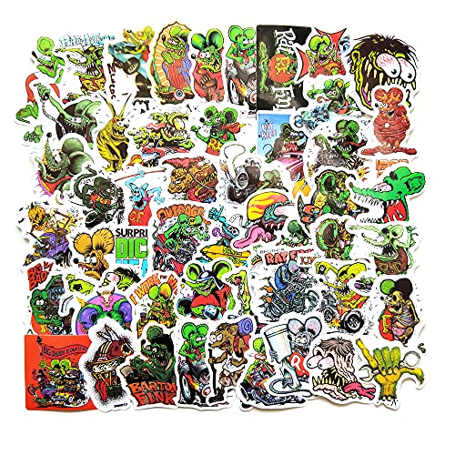 rat fink decals - V-Harna Rat Fink Stickers| 50Pcs Monster Head Racing Champions PVC Vinyl Waterproof Aesthetic Stickers and Decal for Skateboard Bicycle Laptop Water Bottles Car Book Adult Teen Boys