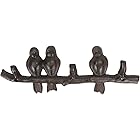 Ebros Gift Cast Iron Rustic Western Lovebirds Perching On Twig Branch 3-Pegs Wall Hook Wildlife Bird Themed Hanger Organizer Leash Coat Hat Keys Decor Hanging Sculpture Plaque (2)