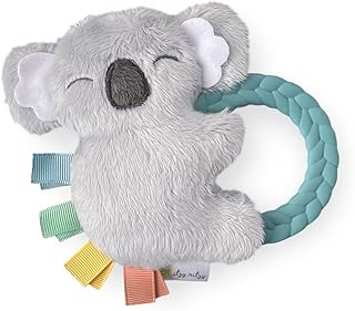 Itzy Ritzy - Ritzy Rattle Pal with Teether - Baby Teething Toy Features A Minky Plush Character, Gentle Rattle Sound & Sof...