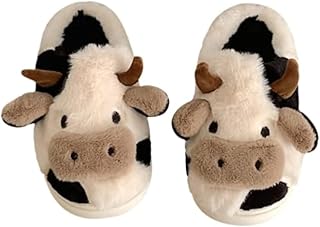 GGOOB Women's Kawaii Slipper, Cotton Animal Print Slippers for Female, Plush Cow House Slippers in 3 Sizes