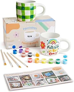 Pott'd Paintables Paint-a-Mug Kit Double Pottery Painting Kit for Adults Ceramic Painting Kit Includes Mugs, Paints, Brush...