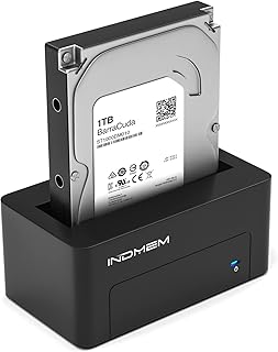 INDMEM Adaptateur SAS vers USB 3.0, station d'accueil SAS/SATA pour disque dur SSD 2,5/3,5" avec adaptateur d'alimentation...