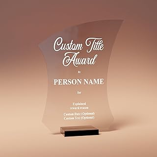 Generic Personalized Acrylic Trophy Award for Activities I Custom Trophy Plaque I Customizable Awards and Trophies I Custo...