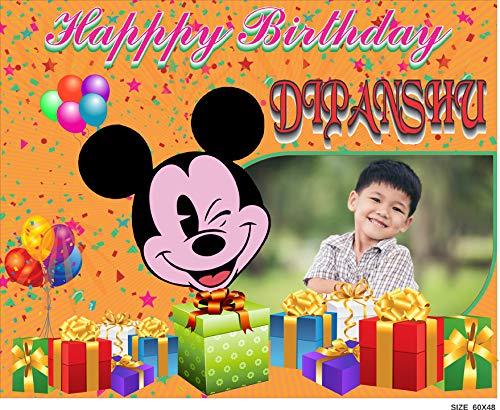 chitransh Birthday Theme Party Background Flex Banner with Birthday  boy/Girl Name, Age and Photo ( 5 ft Width x 4 ft Height) (Background Banner  #5)- Multi Color : : Toys & Games